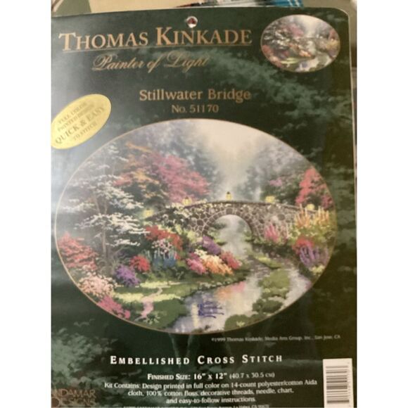 Thomas Kinkade by Candamar Designs Cross Stitch Kit Stillwater Bridge 51170 / 19 - Picture 3 of 5